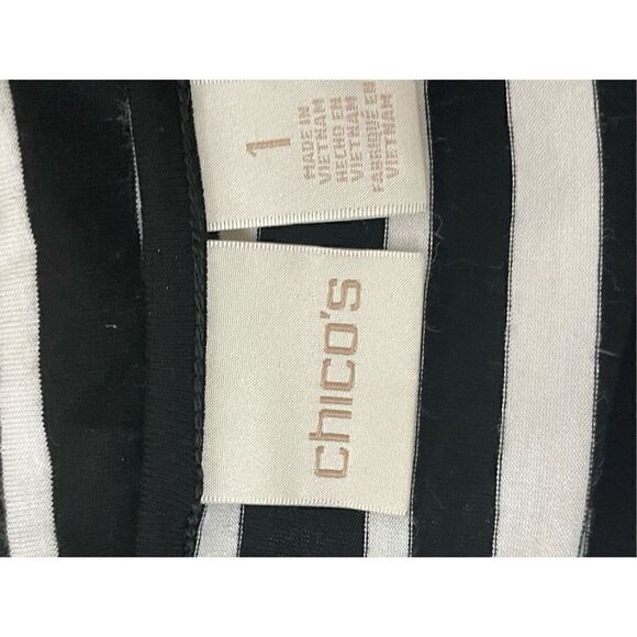 Chico's Women's Black & White Striped‎ High-Low Hem Tunic Tee Size 1 - Picture 5 of 6